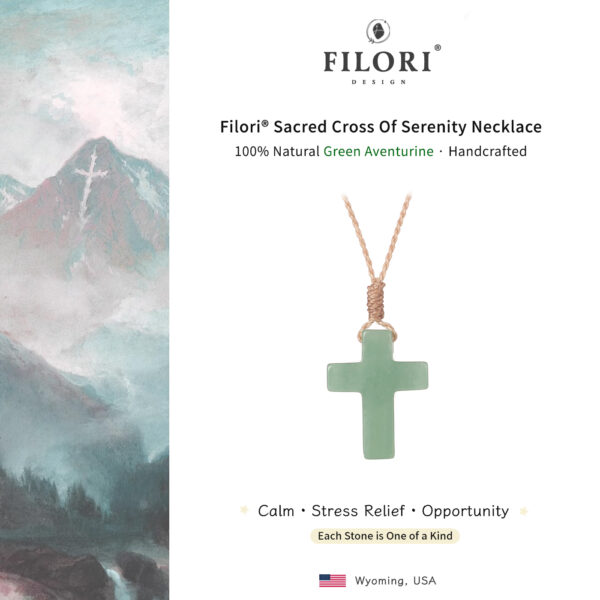 Sacred Cross of Serenity Necklace · Natural Green Aventurine