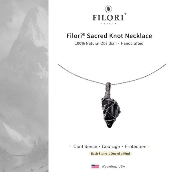 Sacred Knot Pendant Necklaces · Natural Obsidian