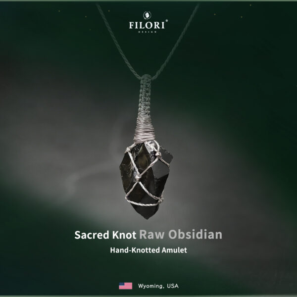Sacred Knot Pendant Necklaces · Natural Obsidian