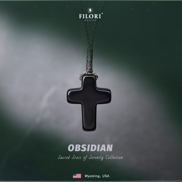 Sacred Cross of Serenity Necklace · Natural Obsidian