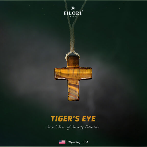 Sacred Cross of Serenity Necklace · Natural Tiger’s eye