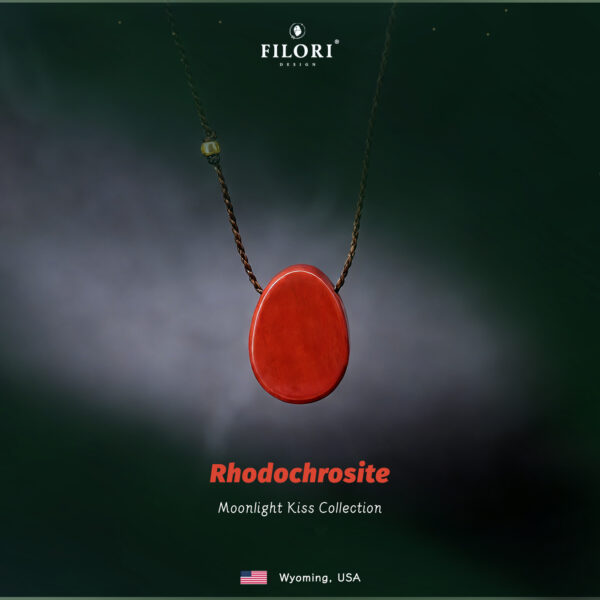 Moonlight Kiss Necklace -Natural Rhodochrosite