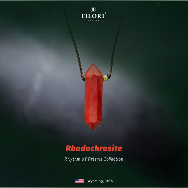 Hexagonal Prism Crystal Pendant – Natural Rhodochrosite