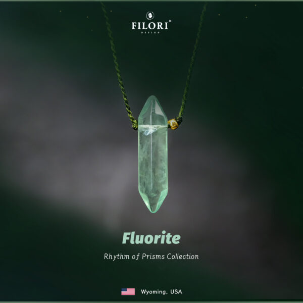 Hexagonal Prism Crystal Pendant -Natural Fluorite